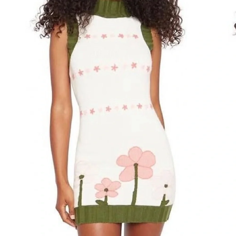 Danielle Guizio Green and White Floral Dress - Picture 1 of 7